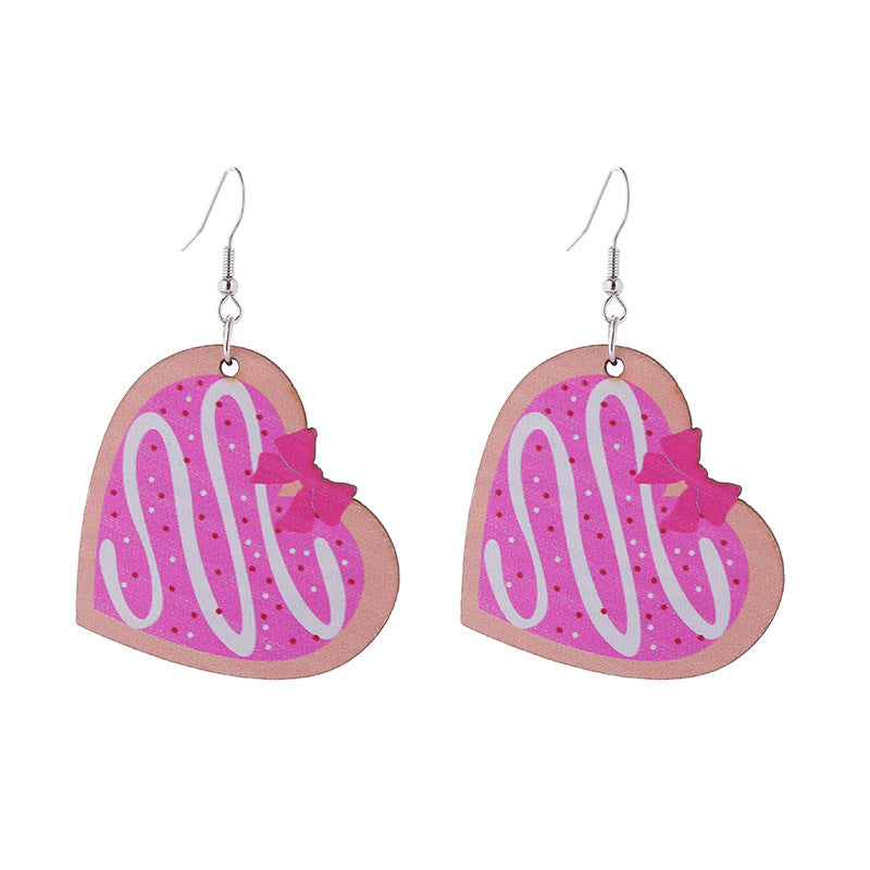 Wholesale Valentine's Day Rainbow Love LOVE Wooden Earrings